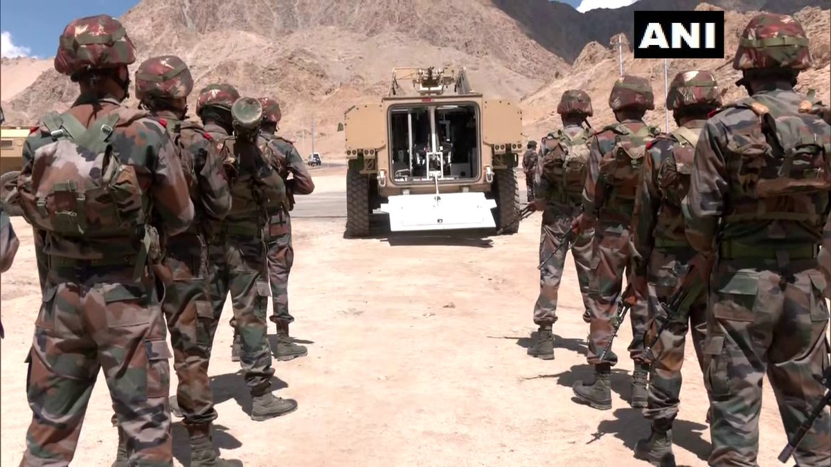 ANI's tweet photo. Leh | Made in India Infantry Combat Vehicles inducted into the Indian Army 

One can easily drive the vehicle and the driver can see 1800 meters away from it. The weapon mounted on it can be controlled from inside: Northern Army Commander Lt General Upendra Dwivedi https://t.co/AbaJXwGb0R
