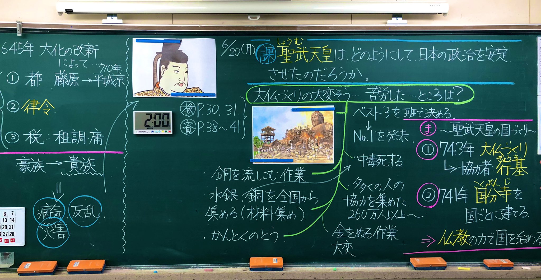 ふむふむ Fmfm 社会 天皇中心の国づくり 板書 年号も出てきて 子どもたちも夢中になっています T Co Oaj03pybyv Twitter