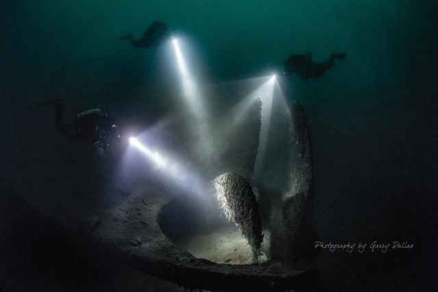 fourth_element's tweet photo. Fjord illuminations.
Photo: @garry_dallas
The Ilse Fritzen wreck with her propeller. A more eerie wreck at 65m to the floor, sunk in WW2 now laying in a deep narrow fjord.
.
#fourthelement #norway #wreckdiving #emeraldwater #fjordnorway #ccrdiving #wreck #techdiving #technicaldi https://t.co/zlq9Pr8a62
