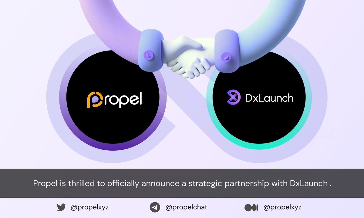 _etherealMel's tweet photo. 📣 #PartnershipUpdate 📣

🤝Partnership! Partnership! 🤝

This new partnership between @propelxyz and @dxlaunch_fi will provide solutions that will unlock new capabilities in the Blockchain ecosystem. 

#PEL, #Blockchain, #DeFI, #SmartContracts, #Staking, #InvestorDashboard https://t.co/vqVPnbb2d2
