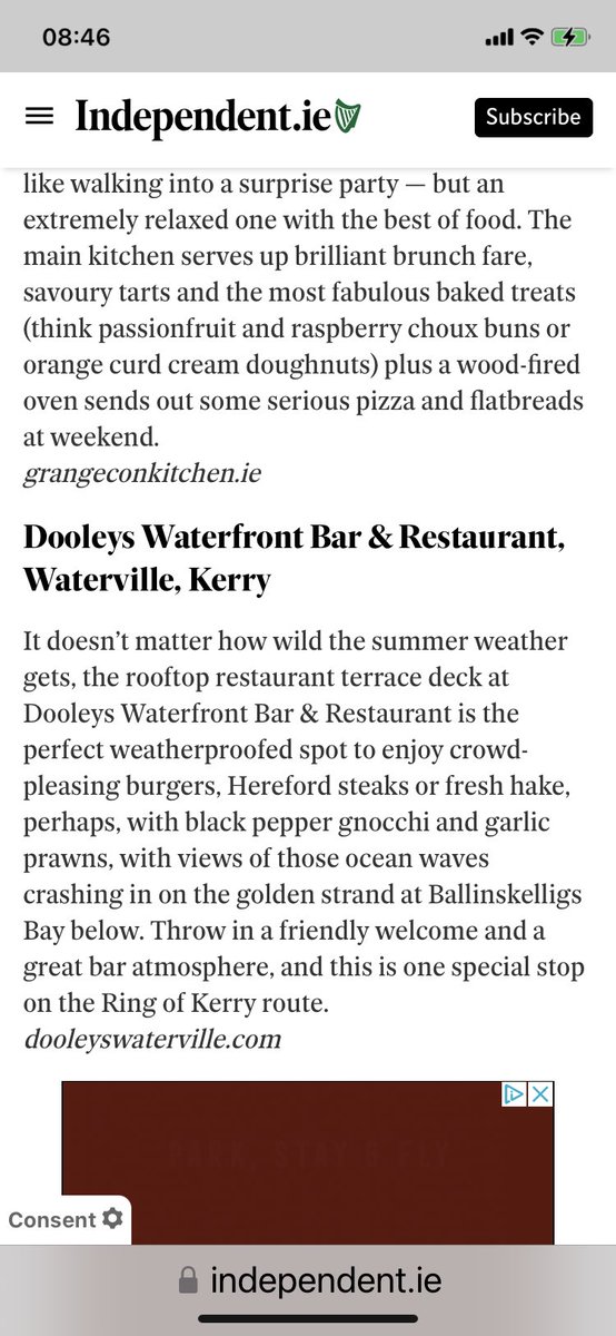 @AoifeCarrigy_ @LucindasIreland @ProperFood_ie  Thank you for the recommendation #DooleysDeck Come celebrate Waterville Freedom Festival july1st watch the Fireworks from the rooftop #visitWaterville