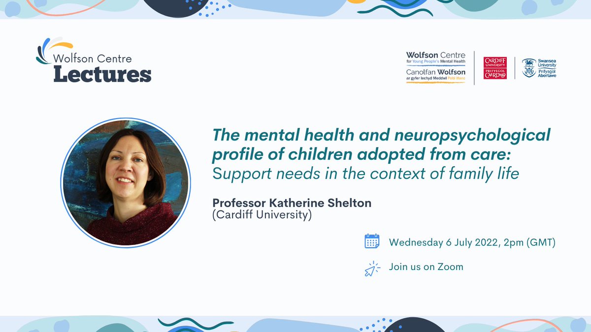 wolfsoncentre's tweet photo. ✨ We are looking forward to welcoming Prof @KSheltonCardiff from @PsychCardiffUni who is our guest speaker at today's virtual public lecture.
There's still time to register if you haven't already!
🎟️ https://t.co/MnyDfQ3nvU
📅 TODAY at 2pm
#wolfsonlectures https://t.co/erKLugx3ZK