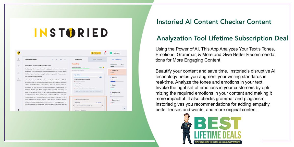 LifetimeDeals_'s tweet image. Instoried AI Content Checker Content Analyzation Tool Lifetime Subscription Deal - bestlifetimedeals.com/shop/instoried… #instoried #aicontent #content #contentchecker #contentanalyzation contentool
