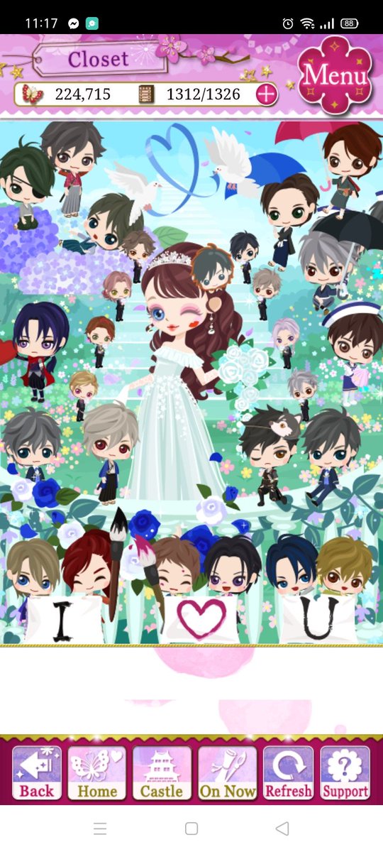 This is truly a dreaming wedding.😍 I really like the two rows of mini shadow chibis holding white roses standing on the steps.🥰 I wish I had Yukimura companion standing by my side holding my hand...🥺 #SLBP #EternalWaves