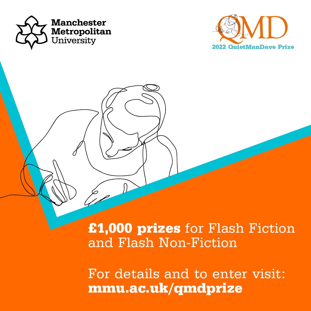 McrWritingSchl's tweet photo. 🚨 WRITERS! You have just one week left to enter the 2022 #QuietManDave Prize! £1,000 prizes for flash fiction and flash non-fiction. Open internationally. Find out more, read previous winners and enter here: https://t.co/WjSLBqhxZT 🚨 https://t.co/uabdoBqL5H
