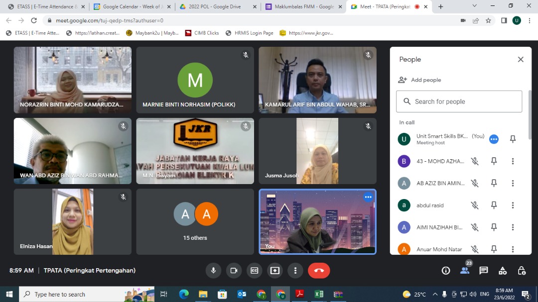 Kursus Tatacara Pengurusan Aset Tak Alih (TPATA) Kerajaan (Peringkat Pertengahan), pada 23-24 Jun 2022 dengan pelaksanaan secara dalam talian (Google Meet).
<a href="/MOWorks/">でやんす</a>
<a href="/JKRMalaysia/">JKR Malaysia</a>
<a href="/IrZulkefly/">Mohd Zulkefly S</a>
<a href="/irahmadredza/">Ahmad Redza Ghulam</a>
<a href="/TkpkrBangunan/">PEJABAT TKPKR (Sektor Bangunan)</a>
<a href="/AmranMohdMajid1/">Amran Mohd Majid</a>
<a href="/razhiah/">Razhiah Wahab</a>
#JasaKepadaRakyat