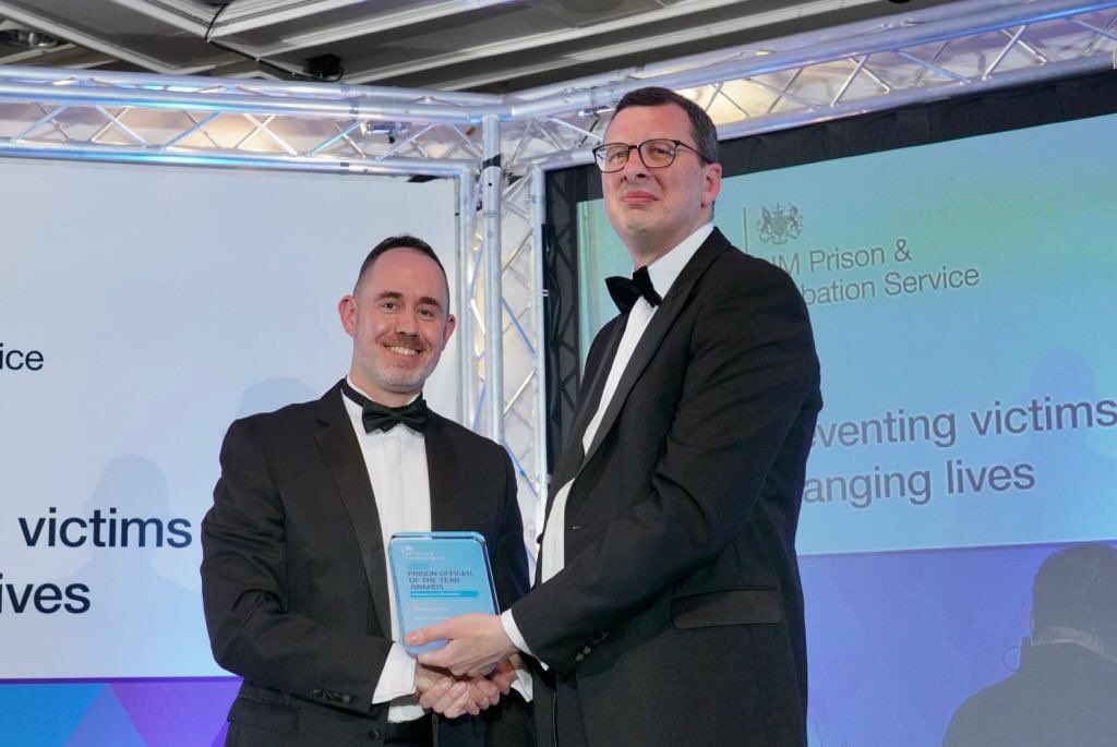 DGOpsHMPPS's tweet photo. Huge congratulations to @HMPHolmeHouse’s David Hammond who won Prison Officer of the Year at #POOTY22.
 
Congratulations to all winners &amp; nominees, whose passion for helping change people’s lives &amp; protecting the public exemplify the excellent public service we see across @hmpps. https://t.co/1hyInqBhVS