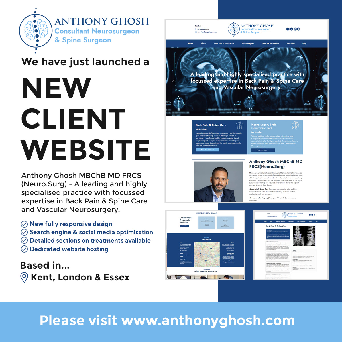 websmartmedia's tweet photo. We recently launched the new website for @AnthonyGhoshMD, a leading and highly specialised practice with focussed expertise in Back Pain &amp; Spine Care and Vascular Neurosurgery. Take a look here: https://t.co/8aG1cMWjOb https://t.co/JUXLXxjaef