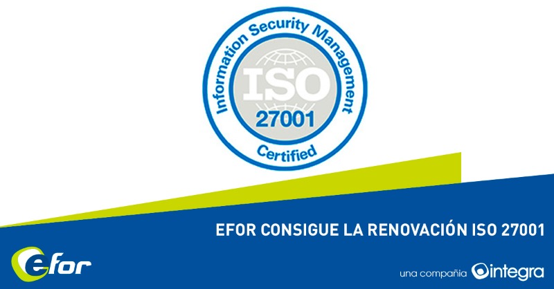 eformedia's tweet photo. 🔒Desde EFOR estamos orgullosos de haber renovado la certificación de la ISO 27001, sello que reconoce el compromiso de mejora continua del Sistema de Gestión de Seguridad de la Información.