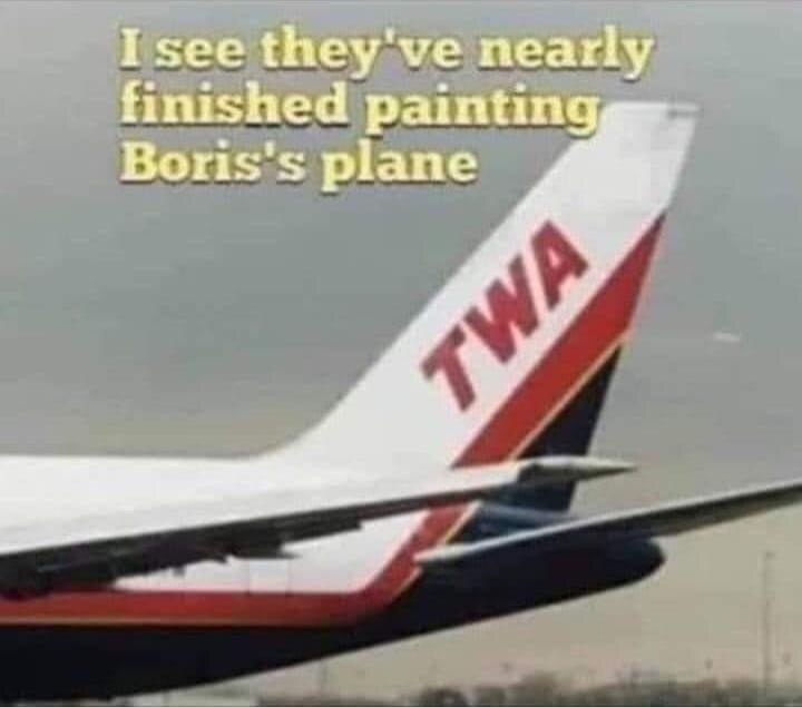 He was in such a hurry to hide in #Rwanda, they didn't have time to finish painting his plane!

#JohnsonOut150
#ByeByeBoris
#TivertonandHoniton 
#Wakefield #GTTO #byelection2022