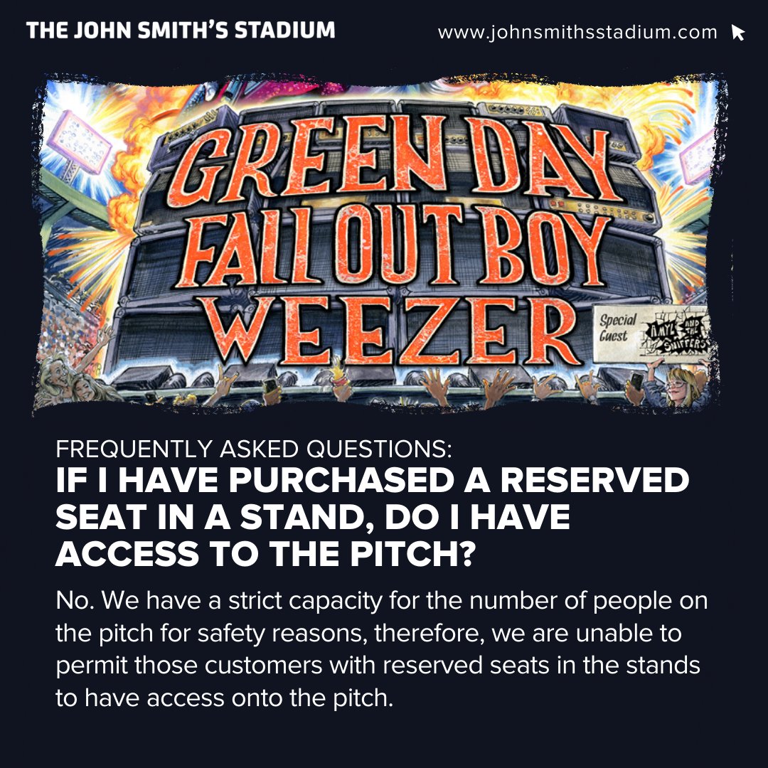 AccuStadium's tweet photo. With just 1️⃣ day to go (!!) - have you got any last minute burning questions about this weekend's Hella Mega Tour concert?
Have a look at some of our FAQ's to see if they help... ❓
#FAQs #concert #greenday #fallouboy #weezer #hellamegatour https://t.co/hSaONrKnFt