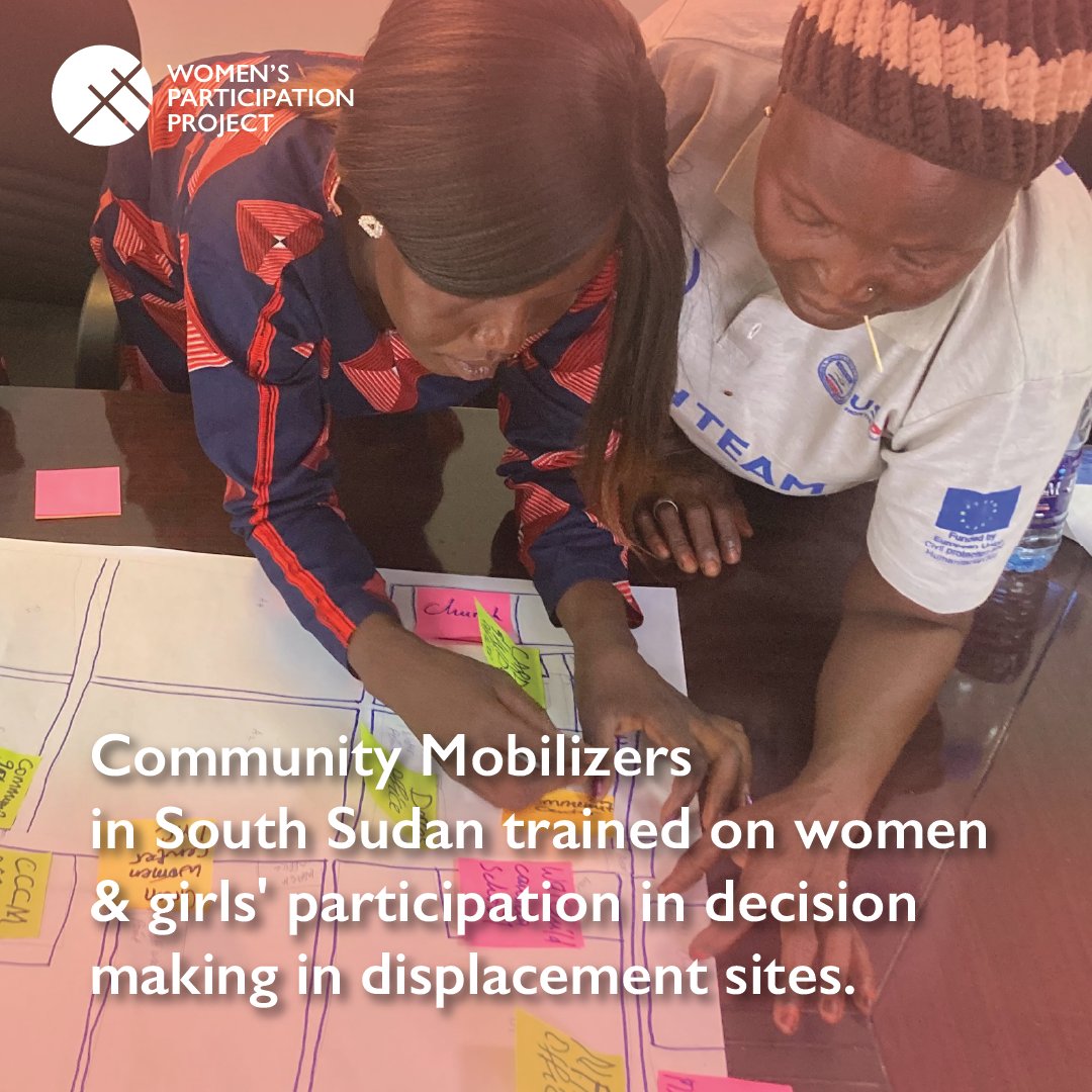 w_participation's tweet photo. 9 CCCM community mobilizers in Wau, #southsudan received training on participatory strategies to strengthen women's participation & contribute to gender equality mainstreaming in #displacement sites.
#refugeewomen #genderbasedviolence #safefromthestart #women #RefugeeWeek2022 https://t.co/SierS277Hr