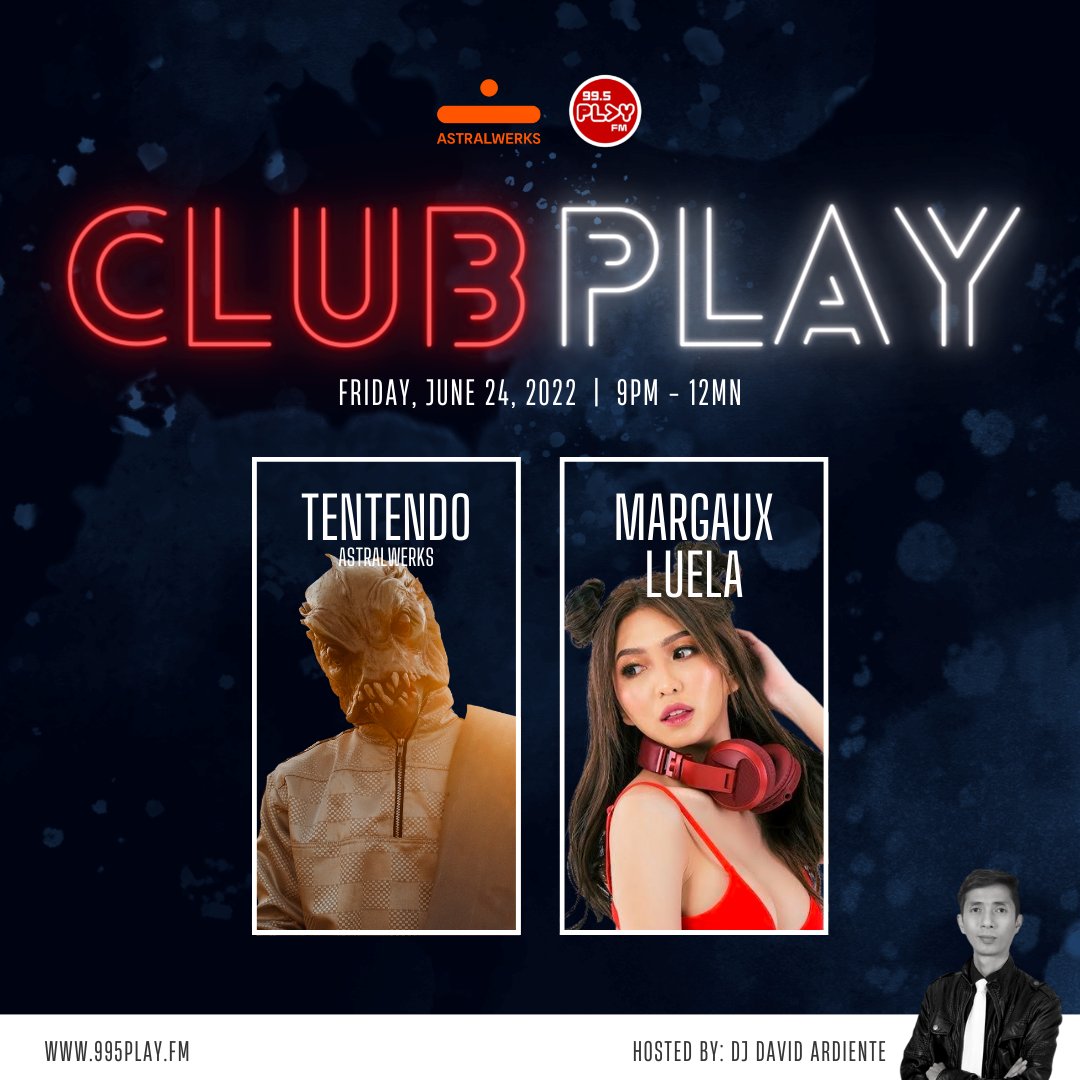 UmusicRadioPH's tweet photo. @995PlayFM Club Play brings you your favorite party anthems for your Friday needs! Catch the mixes of DJs Tentendo of @astralwerksrecords and Margaux Luela tonight at 9PM to 12MN, on-air or online via https://t.co/J5xOsWPEiL 🔥
#ClubPlay #Astralwerks @10tendo_ @UMUSICPH https://t.co/cDHxoFsRcn