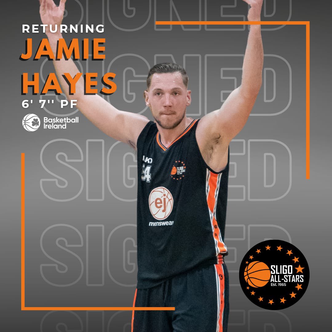 SligoAllStars's tweet photo. Sligo All-Stars are delighted to announce that 6’7 PF Jamie Hayes will be returning for year two in an All-Stars jersey. Jamie made a big impact both on and off the court in last year’s promotion season. Welcome back Jamie. ✍️ #Letsgoallstars #thisissuper
@oceanfmsport @BballIrl https://t.co/rAoac6HQka