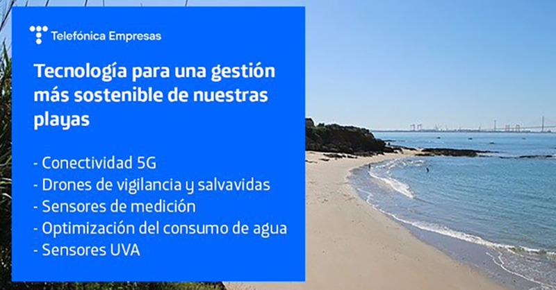 TE_empresas's tweet photo. 🌅 Telefónica continúa impulsando la #tecnología y el #5G en las playas españolas 

🌊 #SmartBeaches dotadas de inteligencia en cuestiones de seguridad o accesibilidad

Así son las "playas inteligentes" que avisan de la temperatura y calidad del agua o de cuánta gente la ocupa 👇