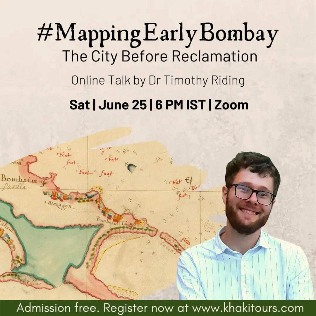 KhakiLab's tweet photo. Join us tomorrow on our online talk #MappingEarlyBombay - The City Before Reclamation as Dr Timothy Riding will explore early geographical understandings of Bombay under the Portuguese and the English.
#Maps #IndianMaps #Bombay https://t.co/PVBk0ggGko