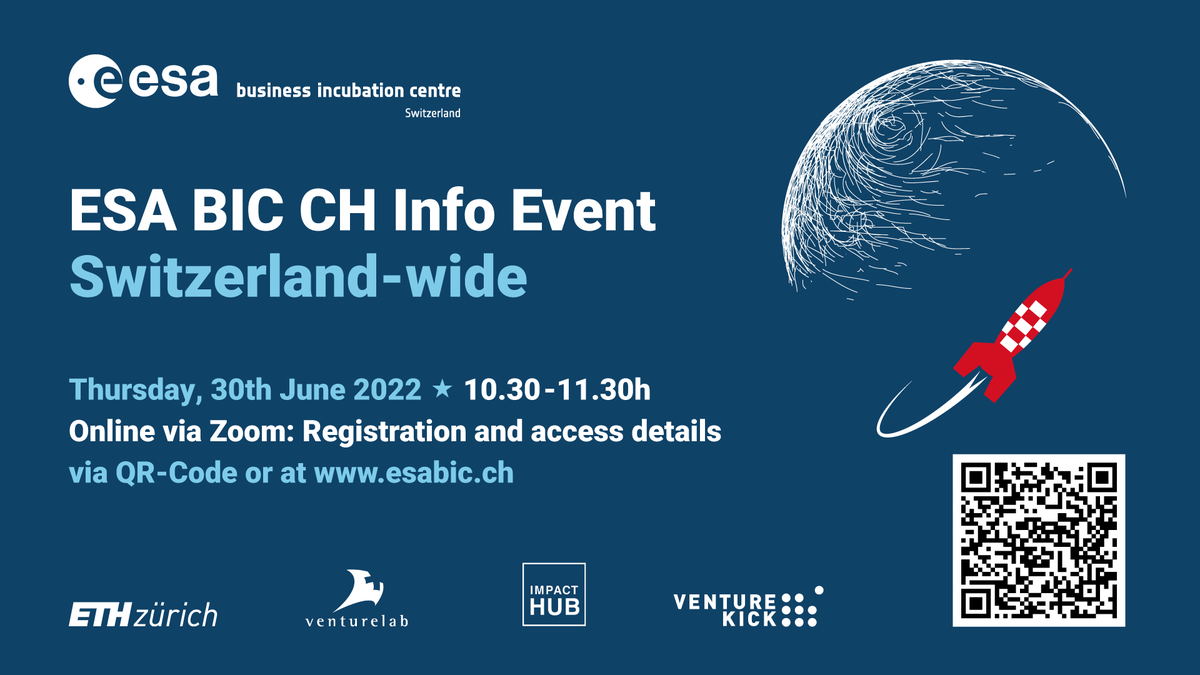 esaBICch's tweet photo. Less than one week to go until the next #esaBICch Info Event on June 30th. Register now via QR code and learn more about the program, how to apply, the benefits etc. ESA BIC CH #startup @XRnanotech will talk about their experience as an incubatee followed by a Q&amp;A. @venturekick https://t.co/y1tLLalGyR