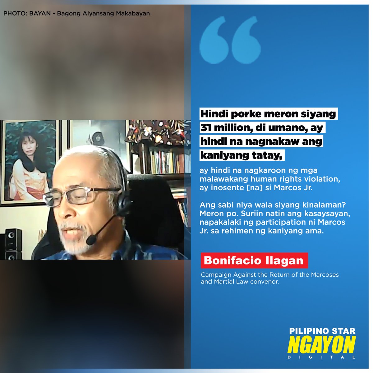 psngayondigital's tweet photo. Nagbigay ng pahayag si CARMMA convenor Bonifacio Ilagan tungkol sa kanilang pagbabalik-protesta sa paparating na araw ng inagurasyon ni President-elect Ferdinand "Bongbong" Marcos Jr. sa June 30. https://t.co/gfOih8YfB3