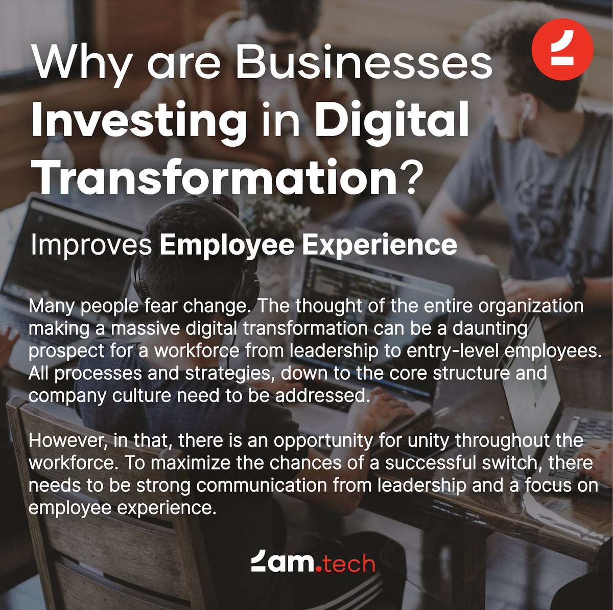 2amtech's tweet photo. Is your company ready to make a change?
Get in touch with us on our website at https://t.co/o2q3W4Ig8k to discuss the next steps towards your company's digital transformation!
#digitaltransformation #employeeexperience #beyondsoftware https://t.co/stUWMxs8IU