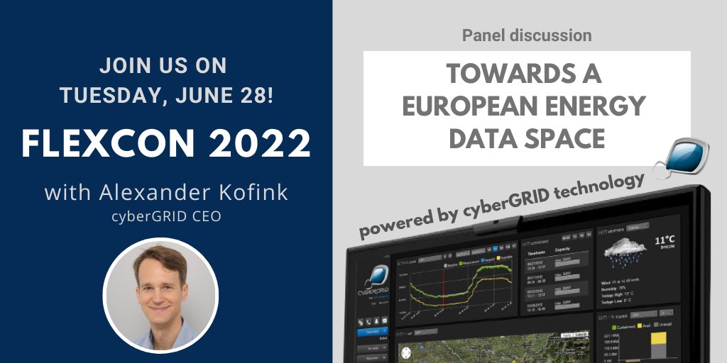 CyberGrid_GmbH's tweet photo. Going to #FLEXCON2022 next week!
Our CEO Alexander Kofink will speak in the panel “Towards a European #Energy #Dataspace”, on #cyberGRID’s active role in improving data exchanges for #grid operators, customers, and markets. ⚡
Meet us! https://t.co/Z6Kd43EJJ0
@FlexibleEnergy https://t.co/cC2oJ6hpyK