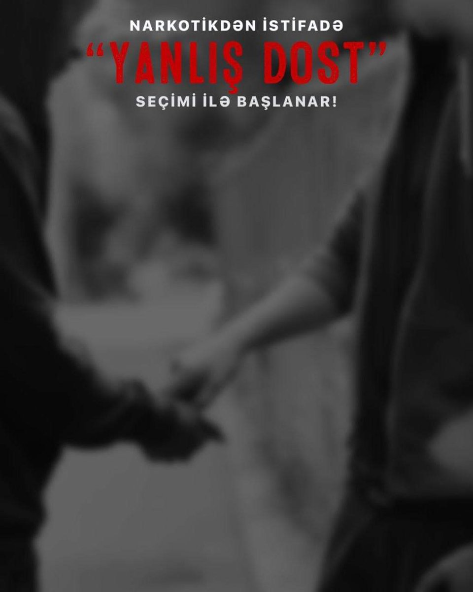 Narkotikdən istifadə “Yanlış DOST” seçimi ilə başlanar.
#Narkomaniyayason #StopNarkomaniya #YAP