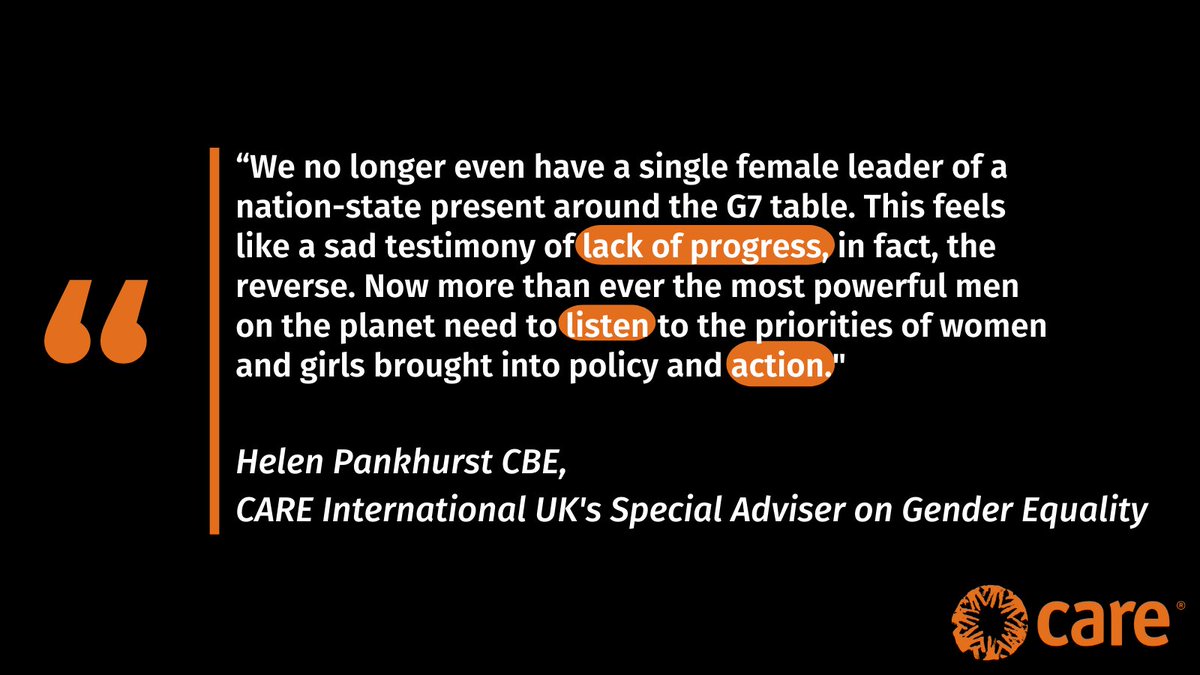 Ahead of the #G7Summit <a href="/HelenPankhurst/">Helen Pankhurst</a> urges G7 leaders to listen to the priorities of women &amp; girls in response to 7 CARE women across the world demanding action from G7 leaders.

Read more here ⤵️ 
careint.uk/3HRtEBX