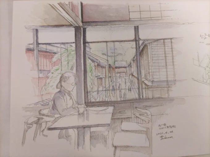 金沢旅行に行ってます!!!
ひがし茶屋街で久しぶりにアナログ絵を描いたよ!
街並みきれい!お抹茶がにがおいしかった!! 