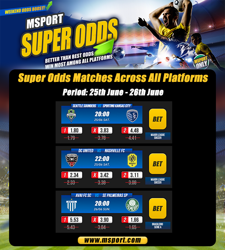 MSportOfficial's tweet photo. Never gets bigger &amp; better than this! MSport Super Odds Matches are coming. Top 3 voted matches boosted to Super Odds across all platforms with Your Lead! Winners never wait! Win Big! 👇

https://t.co/aGSaMzVBnS

#BetterThanBestOdds #MSportSuperOdds https://t.co/Orw2RN4uUK