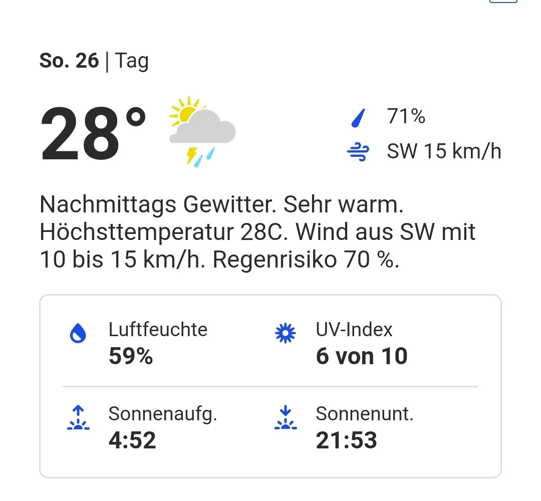Ich hätte mir für Sonntag zwar 16 Grad und Nieselregen gewünscht, aber ich freu mich trotzdem sehr 🏃‍♀️☀️ #hellahalbmarathon