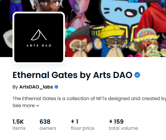 Our floor <a href="/arts_dao/">Arts DAO</a> just hit 1 ETH !!!!! I couldnt be more happier because we legit have just started !!!

To everyone who keeps  believing in us !!!! WE LOVE YOU