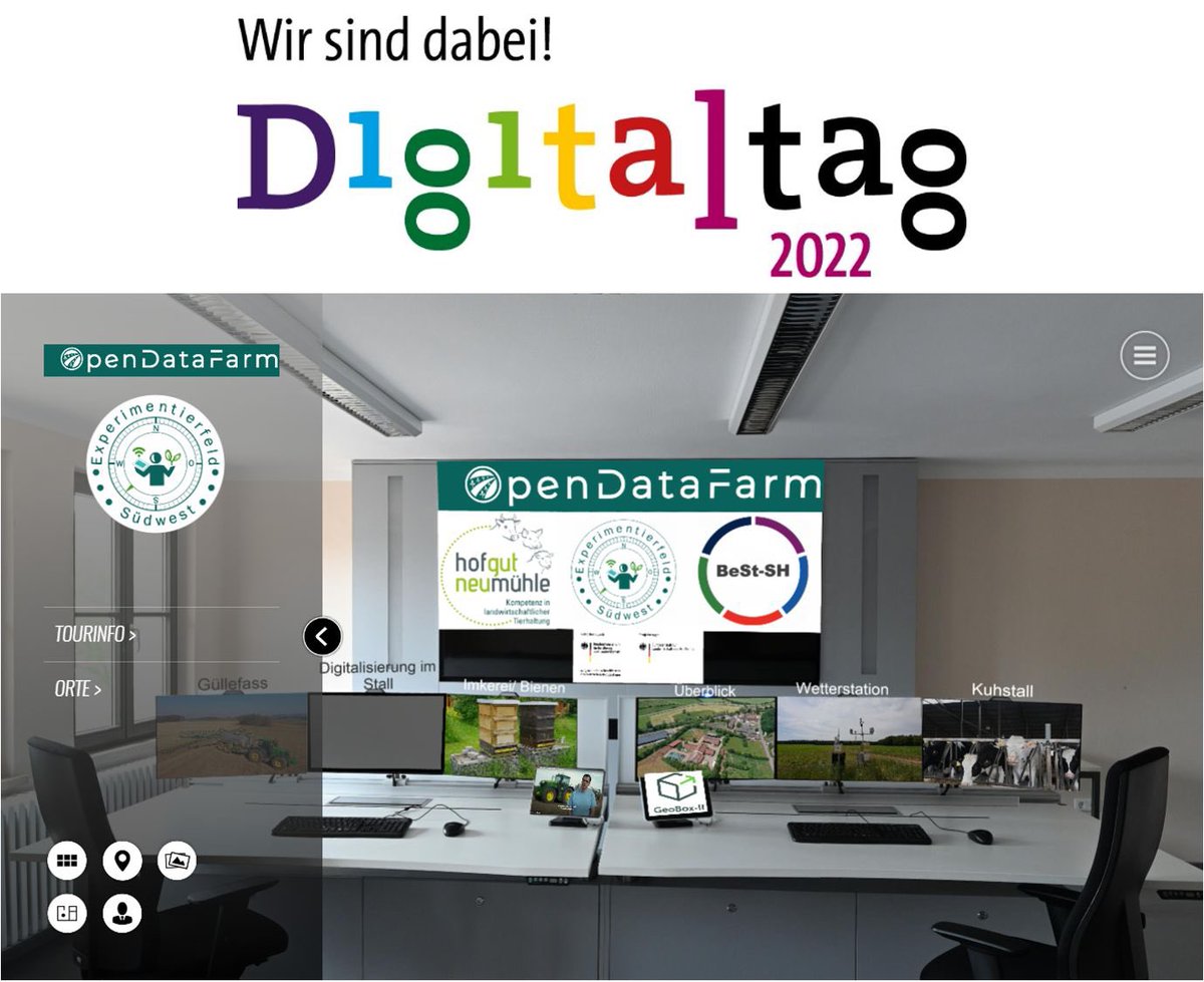 odf.ef-sw.de/rundgang Am Digitaltag präsentieren wir den neuen virtuellen Rundgang auf unserem Versuchsbetrieb Hofgut Neumühle. Digitalisierung ist auch in der Landwirtschaft ein großes Thema! Schauen Sie mal rein und erleben Sie moderne Landwirtschaft ganz nah! @bmel