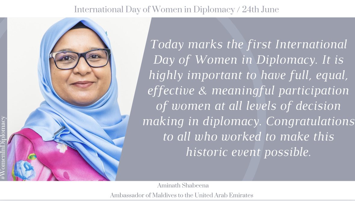 It is indeed a historic event as we begin marking 24 June - the International Day of Women in Diplomacy. This gives us all an opportunity to remember & value the meaningful contributions from women in diplomacy in shaping the future. #IDWD #WomenInDiplomacy