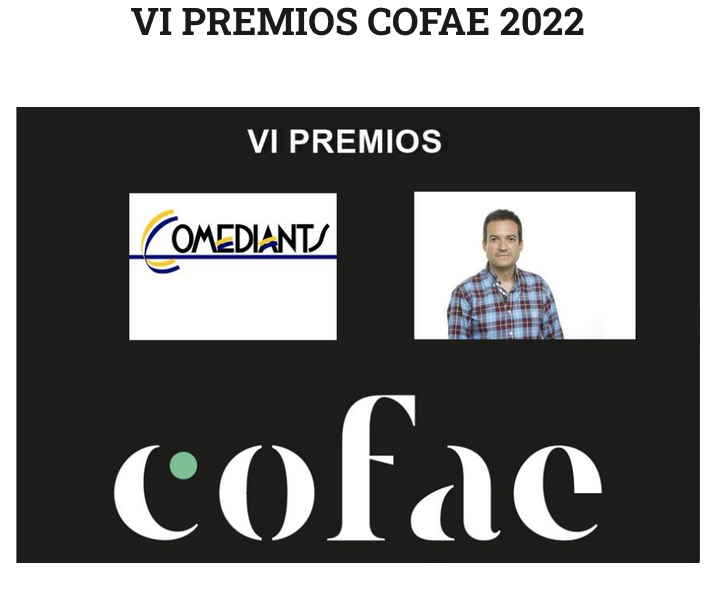 COFAENET's tweet photo. ¡Ya podemos anunciar los #PremiosCOFAE!
🏅Mención de Honor de COFAE: @comediants, por su labor como pioneros y fundadores de la primera #FeriaDeArtesEscénicas del país.
🏆Premio COFAE 2022: @danielgalindo78, conductor de @LaSalaRNE.
¡Enhorabuena!
ℹ️https://t.co/L4tMADSnea https://t.co/qcnjwgM2FS