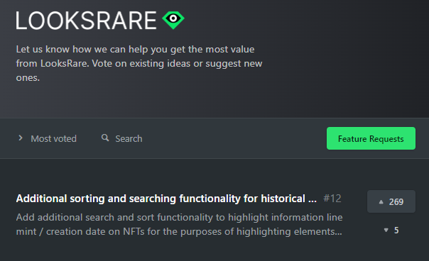 The new <a href="/LooksRare/">LooksRare</a> feature proposal implementing #HistoricalNFTs has a bright future. 

Upvote NOW takes 10sec onlyand shows nft pioneers some big love ❤️.
looksrare.nolt.io
