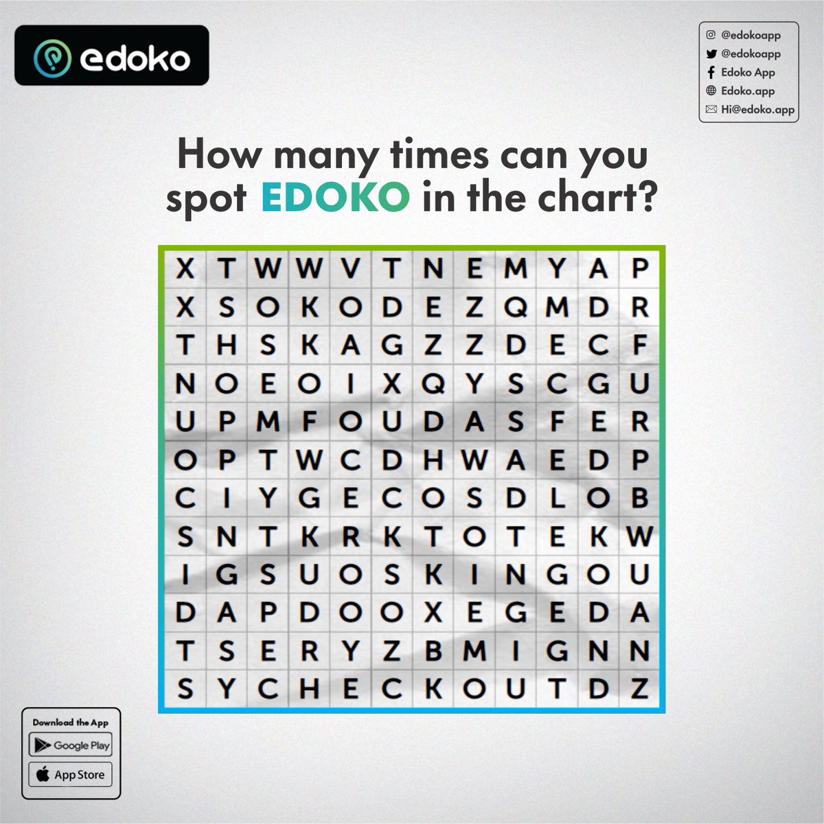 edokoapp's tweet photo. Eagle eyes activated. Huh??

Let’s see who scores the highest!

#EdokoApp #TGIF https://t.co/vZgFa0dPy5