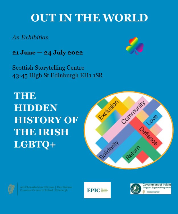 irlscotland's tweet photo. Open now @ScotStoryCentre is the acclaimed #OutintheWorld exhibition🏳️‍🌈🏳️‍⚧️🇮🇪

On Pride Week learn about the hidden history of Ireland's LGBTQ+ diaspora 🌈

It's free &amp; un-ticketed

Tweet @Irlscotland &amp; let us know what you think

Proudly brought to you by @dfatirl &amp; @EPICMuseumCHQ https://t.co/0Sih27eWkT