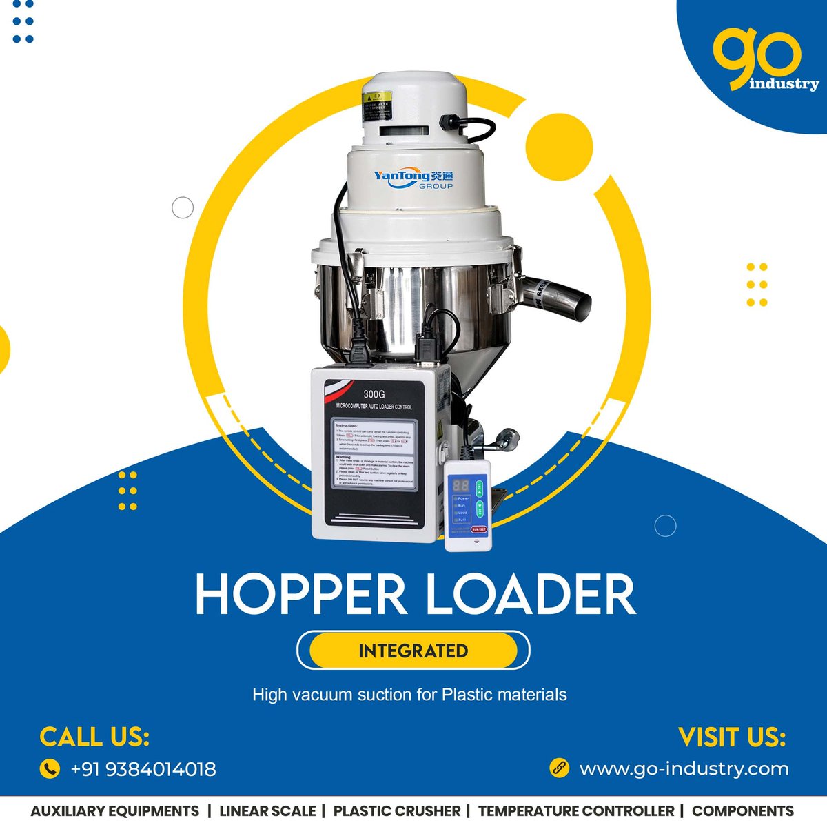 go_industry's tweet photo. The Standard Self Contained #HopperLoader uses the plastic materials from the crusher to load the device and proceeding with the upcoming process of the #injectionmoldingmachines.
 For more info WhatsApp @+91 93840 14018
#hopperloader #plasticloader #immcomponentsupplier https://t.co/eTyVSIYspz