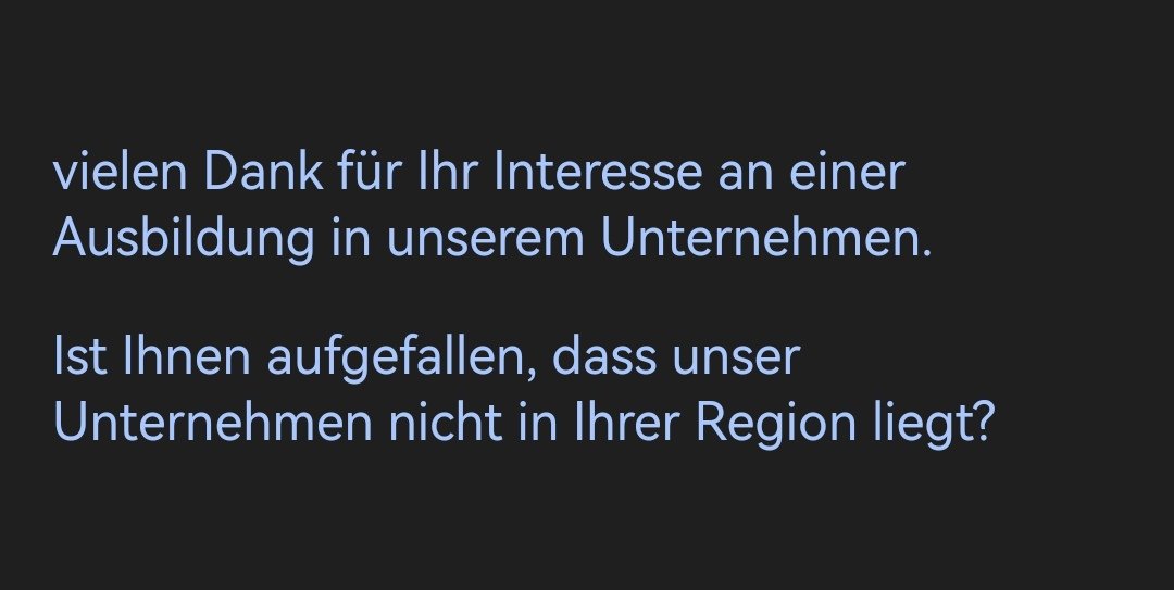 HamburgerSchaf's tweet photo. Deren Ernst? 🤦😡 Als müsste man zur Ausbildung im aktuellen Wohngebiet bleiben und als wäre ich zu doof zu wissen, dass Berlin nicht in meiner Nähe ist.

(Absage - Nehmen keine Azubis mehr, aber haben die Stellenanzeige noch drin. Vielleicht mal rausnehmen?) https://t.co/qua3zjOC2b