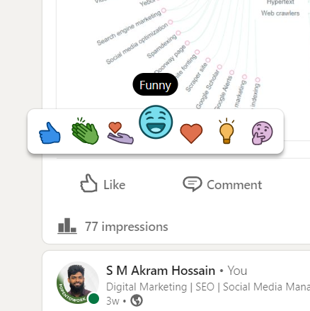 sm_akram_h's tweet image. Did you notice that now you can give a funny reaction on LinkedIn? I liked it too much🤣😇. Whenever I see a funny post, I scroll down without giving any reaction but from now it will be expressed.
#linkedin #SEO #DigitalMarketing #Follow #SMM #PrintOnDemand