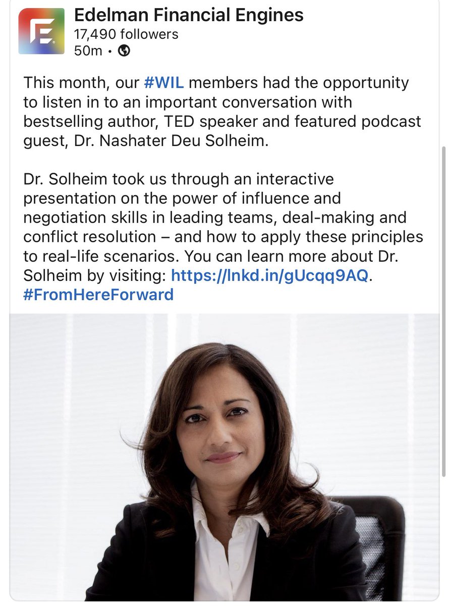 My mission took me across the Atlantic to engage over 300 #womenleaders in <a href="/EdelmanFE/">Edelman Financial Engines</a> in the #Psychology of #Influence &amp; #Negotiation in Business! 

An honor to meet their new #CFO Suzanne van Staveren and the team! 

#pin #privateinvestment #personalfinance