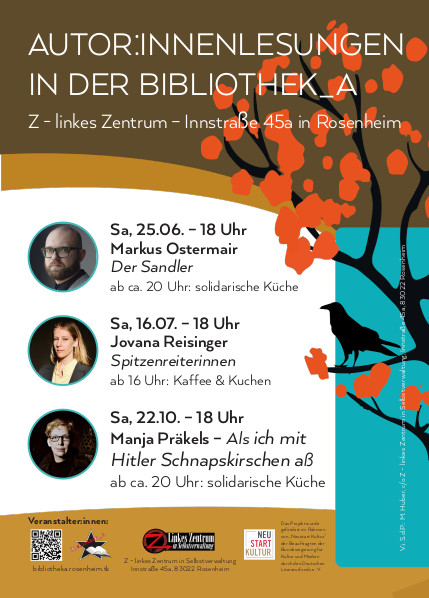 Bibliothek_A (@bibliothek_a) on Twitter photo Morgen - Samstag -#Lesung
#MarkusOstermaier aus seinem mehrfach prämierten #Roman #DerSandler. Nach der Lesung steht der #Autor beim gemeinsamen Essen für Fragen und Diskussionen zur Verfügung. Achtung, Beginn: 18:00 Uhr im Z Innstr. 45 #Rosenheim
#lesung <a href="/osburg_verlag/">Osburg Verlag</a> Morgen - Samstag -#Lesung
#MarkusOstermaier aus seinem mehrfach prämierten #Roman #DerSandler. Nach der Lesung steht der #Autor beim gemeinsamen Essen für Fragen und Diskussionen zur Verfügung. Achtung, Beginn: 18:00 Uhr im Z Innstr. 45 #Rosenheim
#lesung <a href="/osburg_verlag/">Osburg Verlag</a>