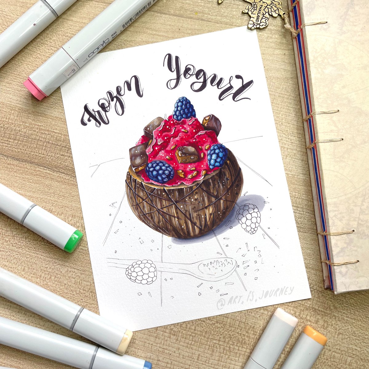 art_is_journey's tweet image. Hey! Happy Friday! ☺️Did you find your name in my last video? If not, go like the video and comment smth🙃🍩 #copictutorial #markertutorial #drawingguide #markerdrawing #artjournal #foodjournal