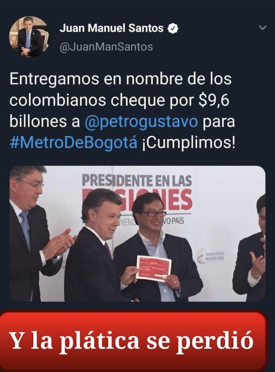 MaraECrdenas1's tweet photo. @HOLLMANMORRIS @petrogustavo @EnriquePenalosa Y de paso se investigue qué pasó con los dineros entregados para la construcción del metro al terrorista @petrogustavo cuando fue alcalde de la capital, qué pasó con los camiones de basura, qué pasó con ETB, qué pasó con las promesas incumplidas y los 💰💰💰🤔autoperdon social🤔 https://t.co/Rqf2HAJ396