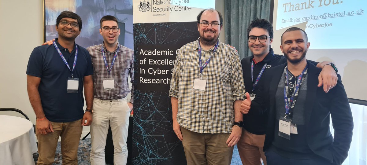 sridhar933's tweet photo. It was great to attend and give a talk at NCSC ACE CSR conference 2022. Attended together with Bristol cyber security family!
@CyberSecCDT @BristolCyberSec @NCSC @RITICS_ #ncsc22 #ncsc #acecsr #ritics #security https://t.co/Vsa4PGQW5s