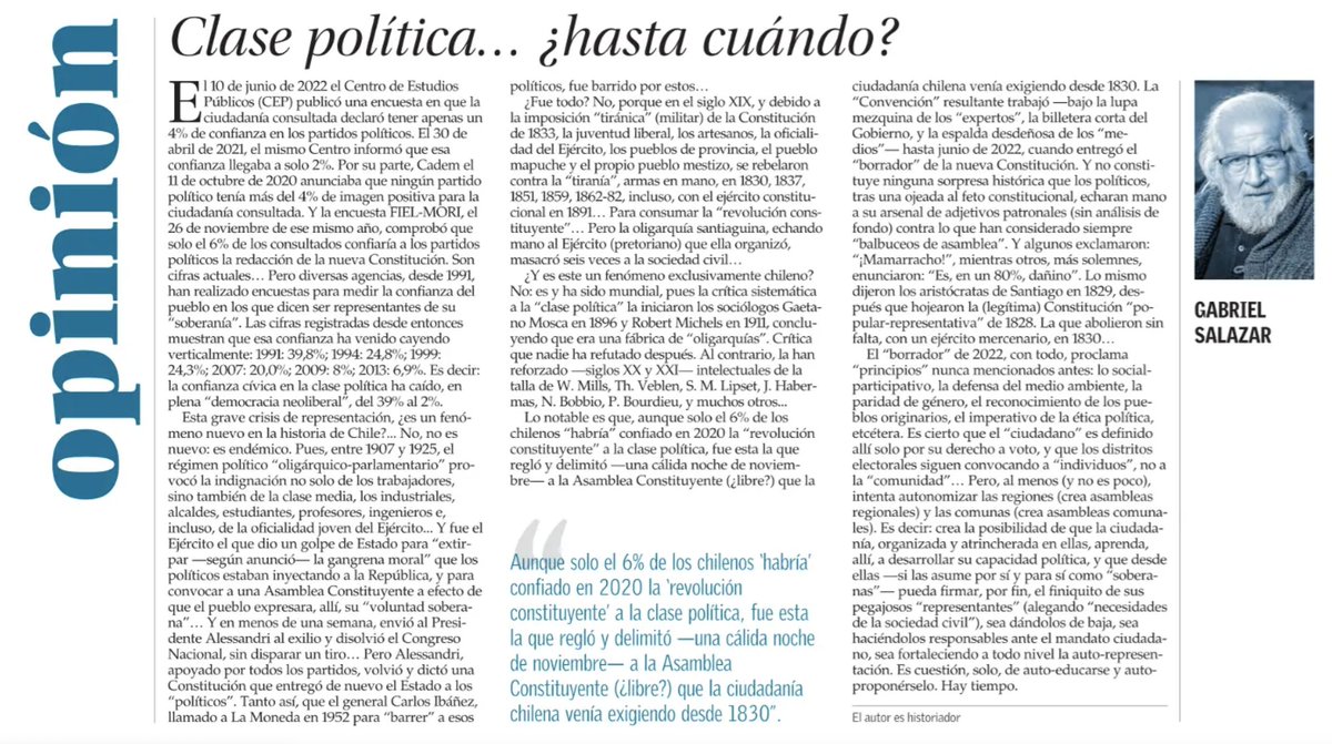 ojodelmedio's tweet photo. Gabriel Salazar tiene cabida hoy en el suplemento constitucional de ElMer para opinar sobre el proceso constituyente. Estas son algunas de sus reflexiones 🧵 https://t.co/yeJa72hHO2