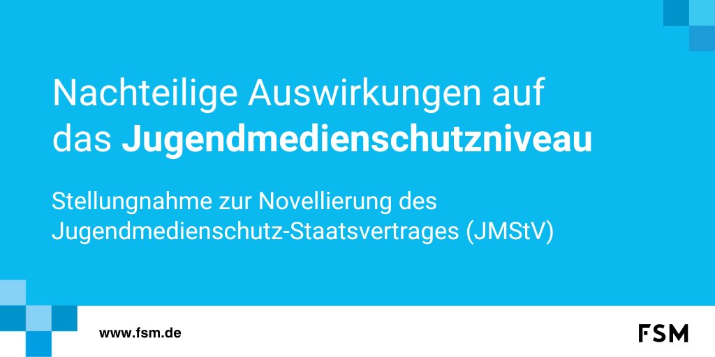 FSM_de's tweet photo. In unserer Stellungnahme zur Novellierung des Jugendmedienschutz-Staatsvertrages arbeiten wir die nachteiligen Auswirkungen auf das Jugendmedienschutzniveau heraus.
Zur Kurzzusammenfassung und ausführlichen Stellungnahme
➡️ https://t.co/bDfoZywcfz
#JMStV #Jugendmedienschutz https://t.co/TJ2nThWPCs