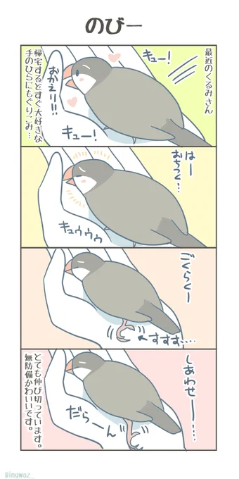 のびー。文鳥をダメにする手。#Buncho #javasparrow #文鳥 