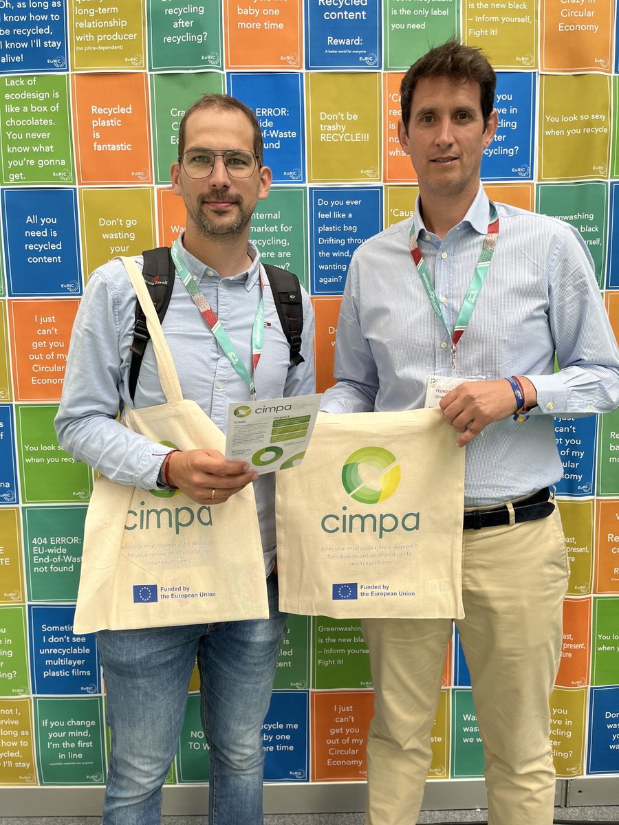 CIMPA_Project's tweet photo. CIMPA partners gathered at the Plastic Recycling Show in Amsterdam! 🙌🏻
What a good opportunity to explain how different partners are working together to make #multilayer #plasticfilms more circular thanks to #H2020
@REA_research @EUgreenresearch
@EUScienceInnov
@PRS_Europe https://t.co/6m4hOCSi3A