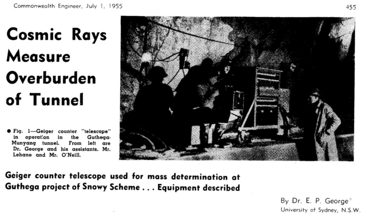 #onthisday in 1955 UK scientist E P George published a groundbreaking paper using #muons to image a tunnel's overburden. Now, 67 years later #muography is used to image pyramids, volcanos, railway tunnels, civil infrastructure, mines and much more. Happy #muontomography birthday!