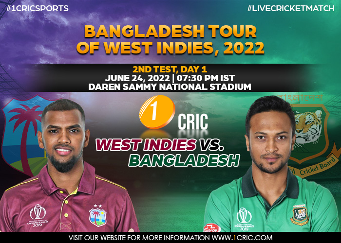 1CRICDailyNews's tweet photo. 🌴 2️⃣nd TEST, DAY 1️⃣ 🏆
WEST INDIES 🆚 BANGLADESH
📌 Daren Sammy National Stadium.
🔮 WEST INDIES will aim to repeat their all-round performance while BANGLADESH are under pressure to make a strong comeback. 🔥
#1CRIC #BangladeshtourofWestIndies #2ndtestday1 https://t.co/h1SeubwxZp